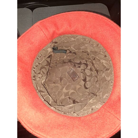GORGEOUS Classy Classic Coach Women's Wool Blend Bucket Hat Sunset Red Size M/L - Picture 5 of 11